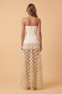 Strapless Flare Gown in Beige