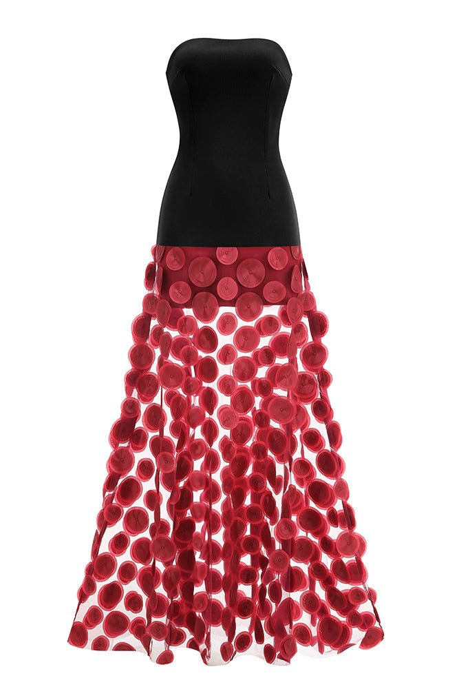 Strapless Flare Gown in Burgundy