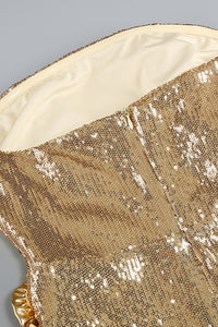 Strapless Floral Sequin Midi Dress