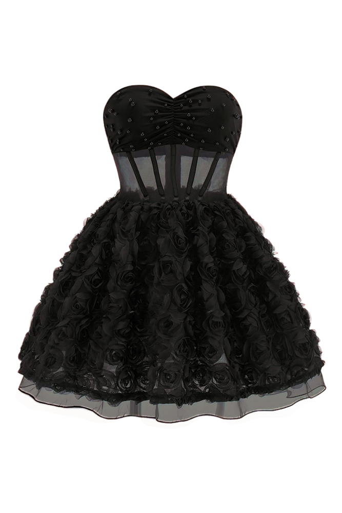 Strapless Flower Corset Mini Dress CHICIDA Strapless Flower Corset Mini Dress CHICIDA