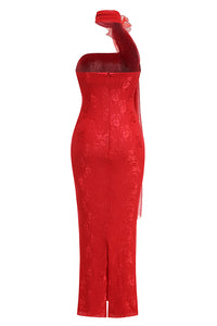 Strapless Flower Embroidered Maxi Dress