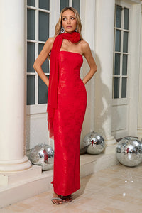 Strapless Flower Embroidered Maxi Dress