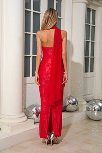 Strapless Flower Embroidered Maxi Dress