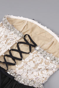 Strapless Lace-Paneled Gown