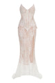 Strapless Lace Corset Two Piece Dress in White
