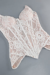 Strapless Lace Corset Two Piece Dress in White