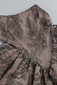 Strapless Lace Ruffle Dress