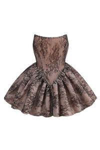 Strapless Lace Ruffle Dress