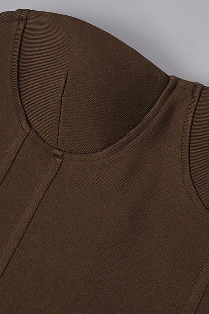 Strapless Linear Suiting Maxi Dress