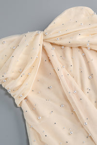 Strapless Pearl Crystal Gown