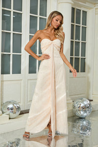 Strapless Pearl Crystal Gown