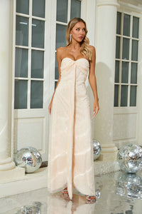 Strapless Pearl Crystal Gown