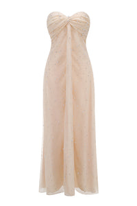 Strapless Pearl Crystal Gown