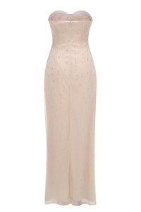 Strapless Pearl Crystal Gown