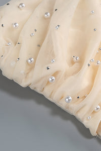 Strapless Pearl Crystal Gown