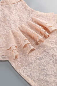 Strapless Peplum Maxi Dress in Nude