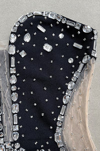 Mini-robe bustier avec bordure en strass