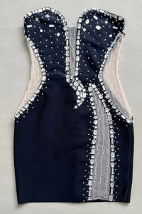 Mini-robe bustier avec bordure en strass