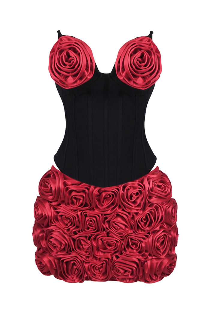 Strapless Rose Floral Corset Dress