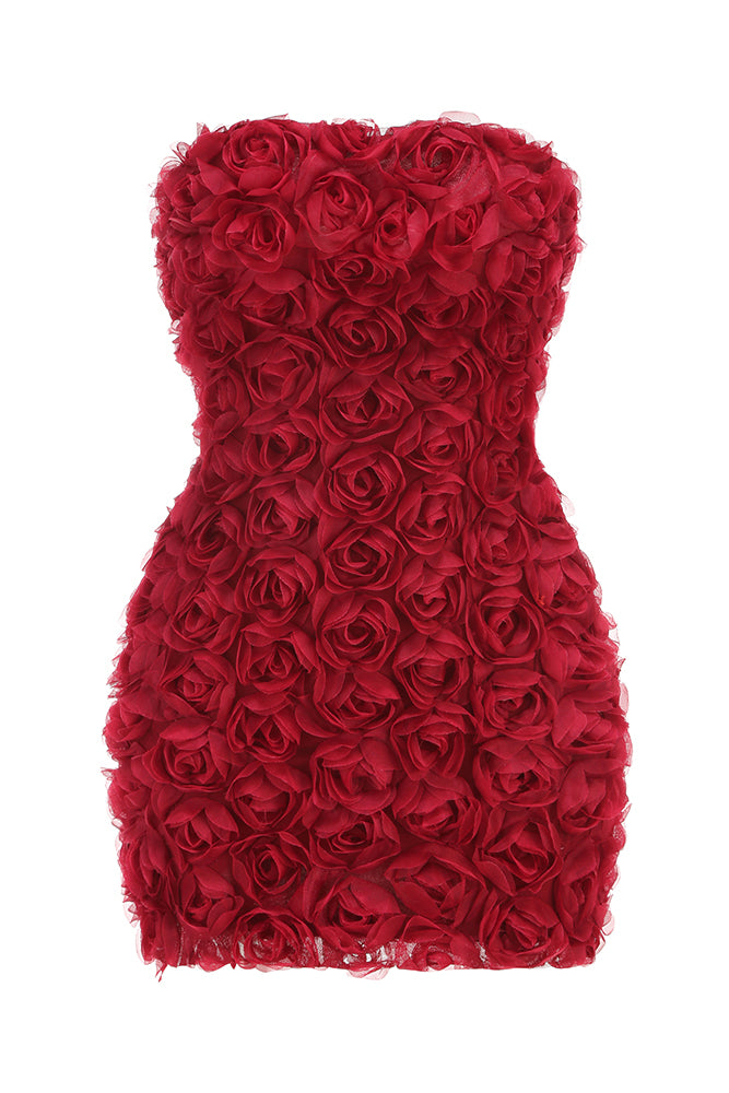 Strapless Rose Mini Dress