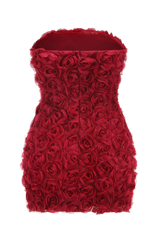 Strapless Rose Mini Dress