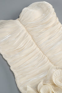 Strapless Ruffled Pleated Maxi Dress