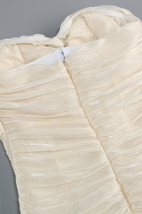 Strapless Ruffled Pleated Maxi Dress