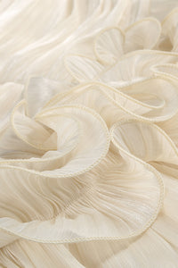 Strapless Ruffled Pleated Maxi Dress