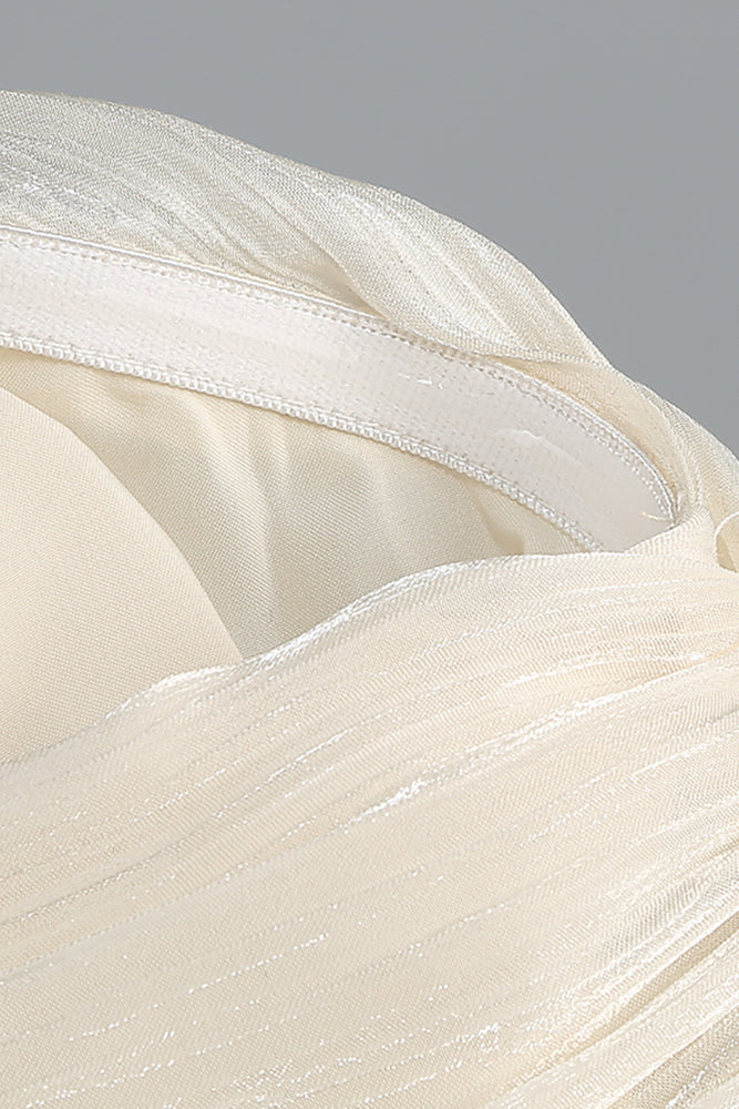 Strapless Ruffled Pleated Maxi Dress