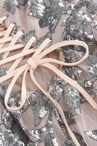 Strapless Seqiun Floral-embroidered Mini Dress in Silver