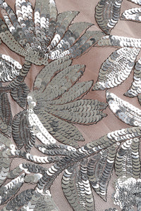 Strapless Seqiun Floral-embroidered Mini Dress in Silver