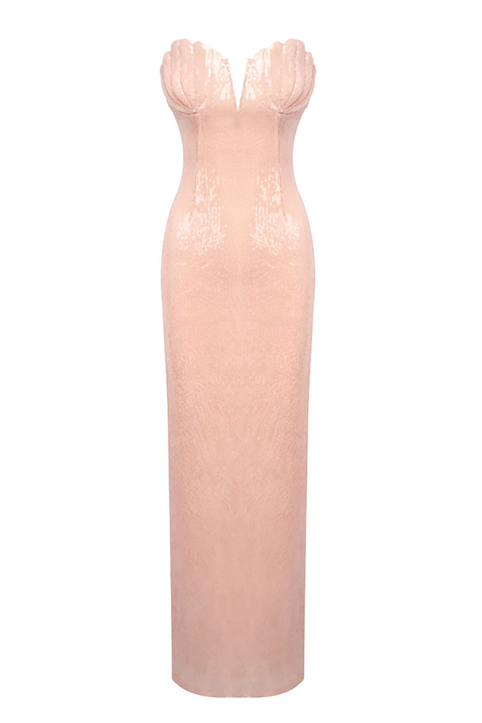 Strapless Sequin Maxi Dress