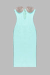 Strapless Sequin Midi Bandage Dress In Turquoise
