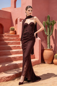 Strapless Sweetheart Neck Maxi Dress