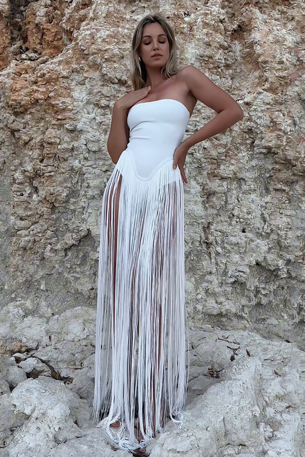 Strapless Tassel Bandage Bodysuits