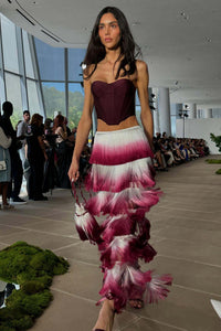 Strapless Top Fringe Maxi Gown