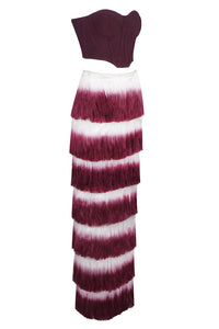 Strapless Top Fringe Maxi Gown