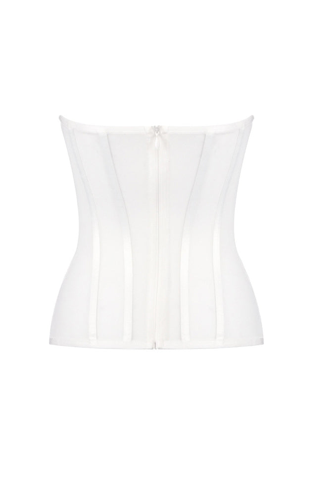 Strapless Veiled Corset Maxi Dress