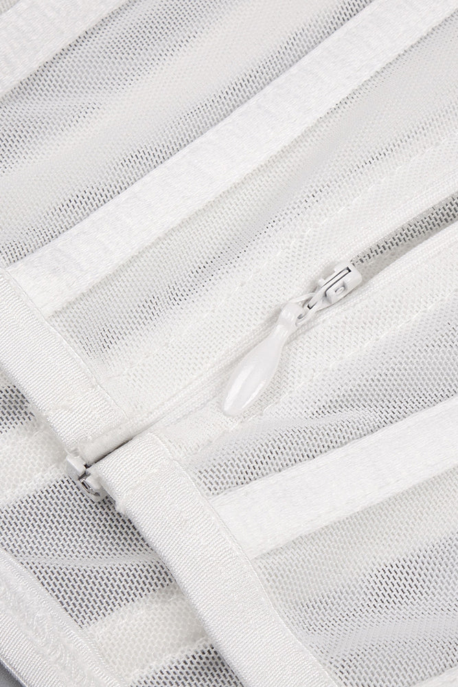 Strapless Veiled Corset Maxi Dress