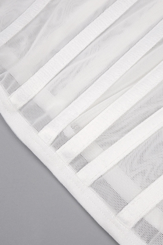 Strapless Veiled Corset Maxi Dress