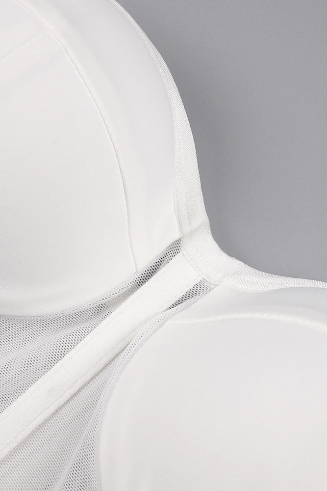 Strapless Veiled Corset Maxi Dress