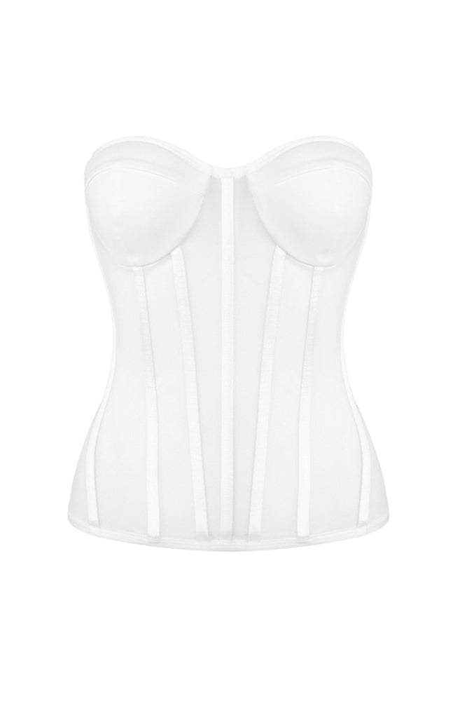 Strapless Veiled Corset Maxi Dress