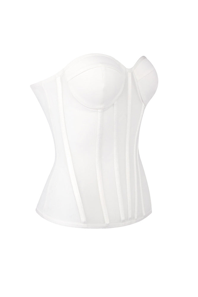 Strapless Veiled Corset Maxi Dress