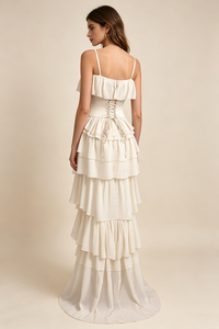 Strapless Corset Ballet Russes Gown in Beige