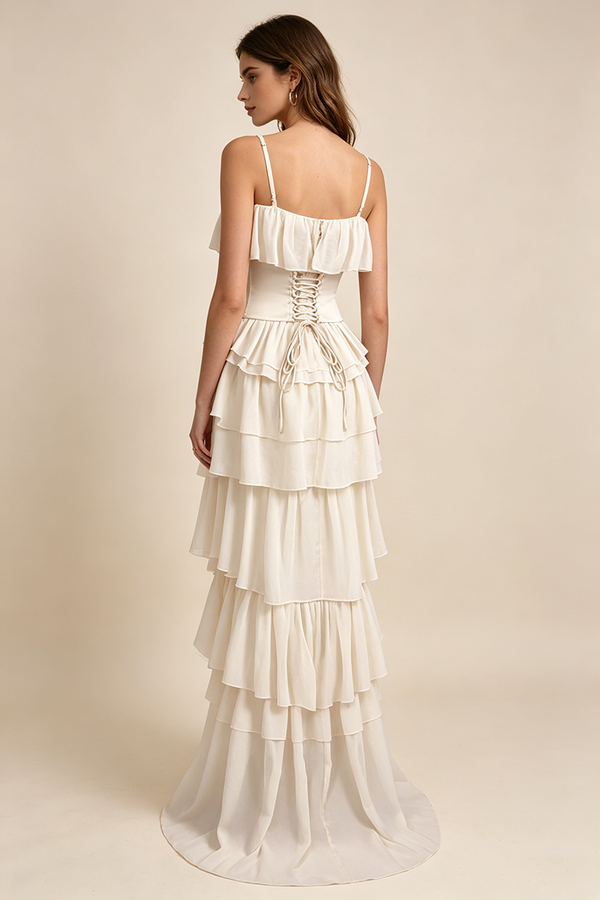 Strapless Corset Ballet Russes Gown in Beige