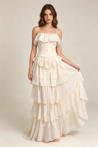 Strapless Corset Ballet Russes Gown in Beige