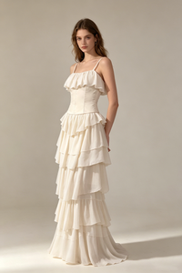 Strapless Corset Ballet Russes Gown in Beige