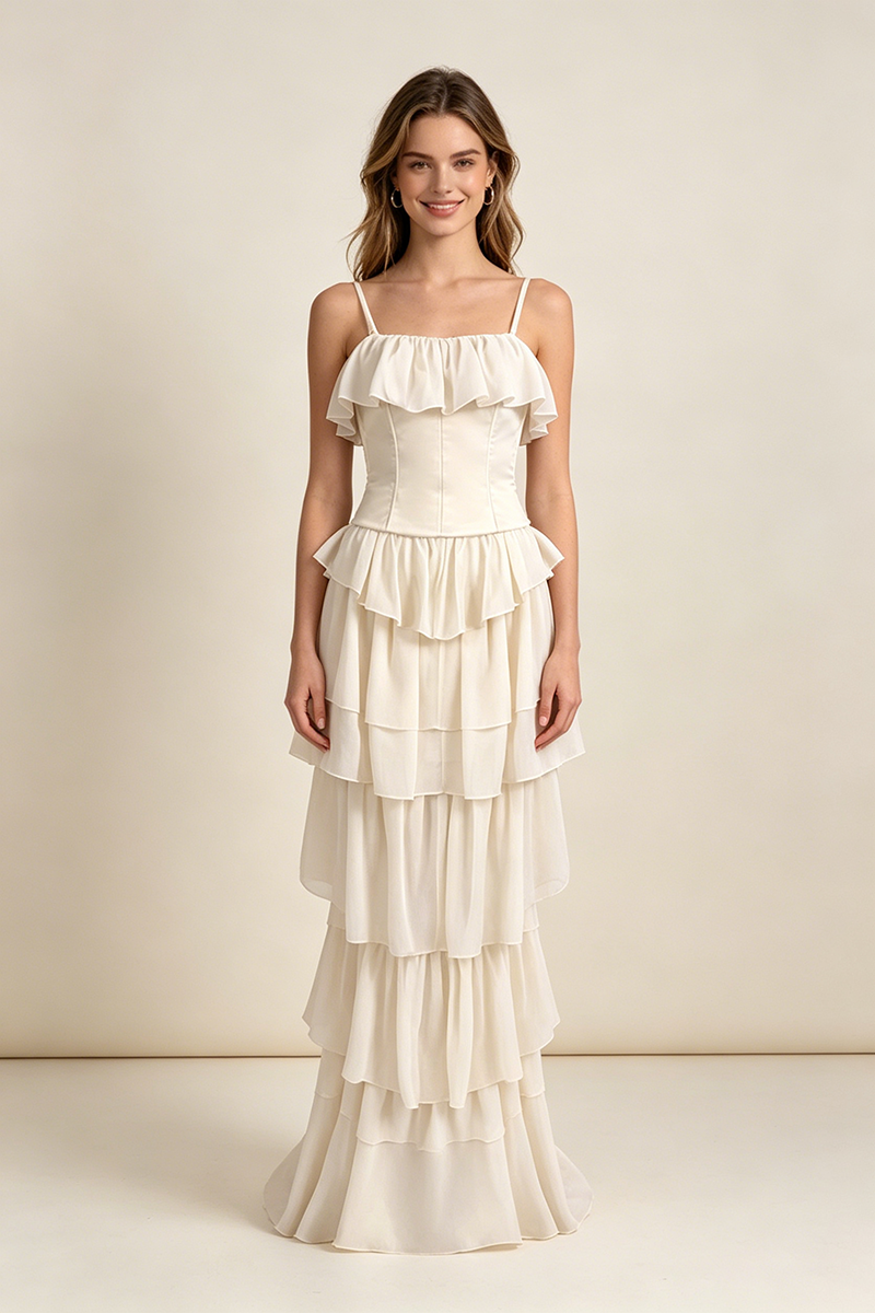 Strapless Corset Ballet Russes Gown in Beige