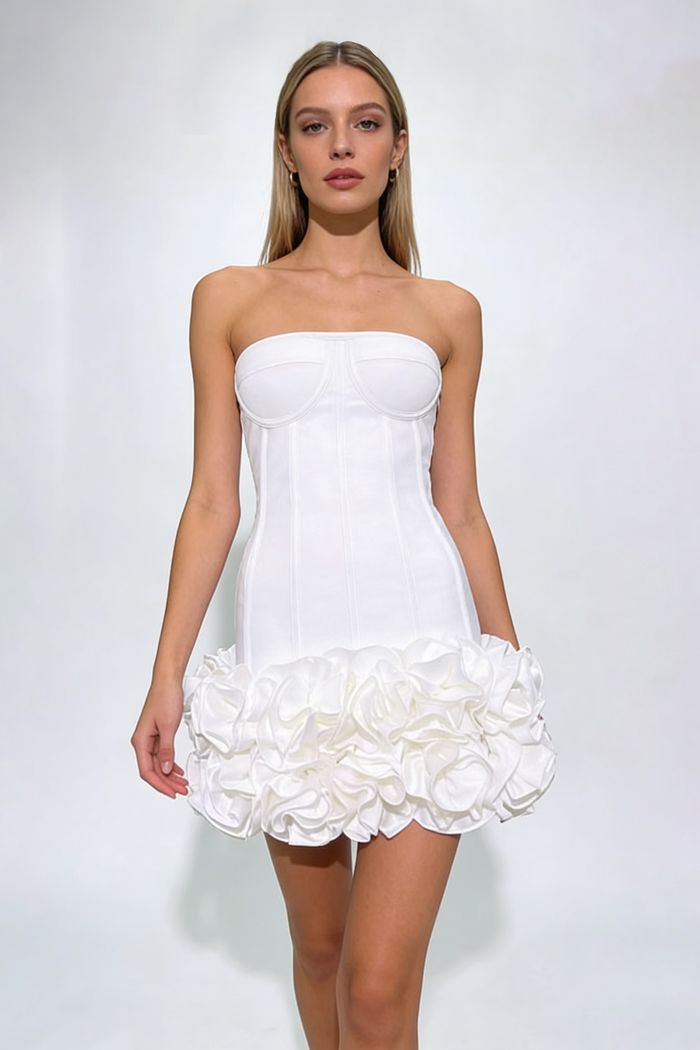 Strapless Corset Ruffled Bandage Mini Dress