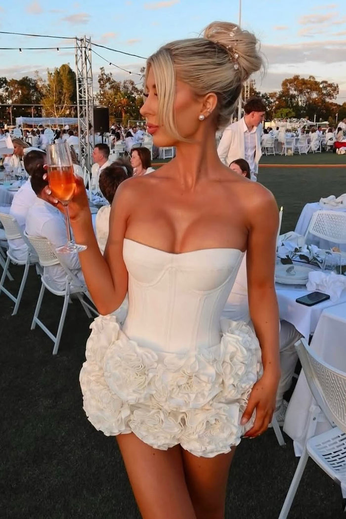 Strapless Corset Ruffled Bandage Mini Dress